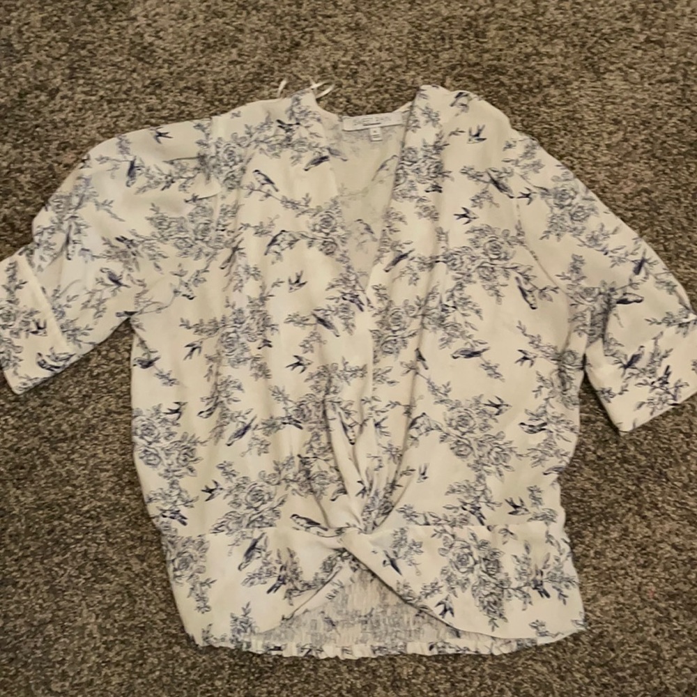 White and blue blouse